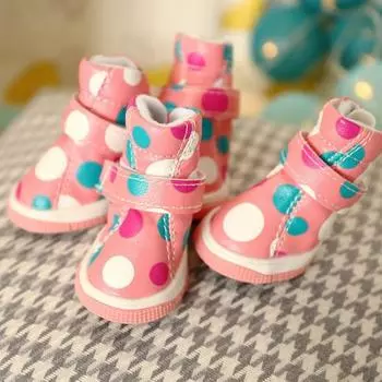 4 шт. обувь для домашних животных, привлекательные водонепроницаемые противоскользящие зимние сапоги из искусственной кожи для щенков, защита лап для домашних животных на осень 2