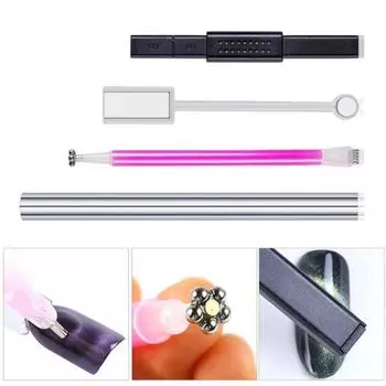 4 шт. очень большой магнит для ногтей с кошачьими глазами, гель-лак с двойной головкой, магнитная палочка для ногтей, многофункциональный длинный магнит для самостоятельного маникюра, крепкие ногти Sets