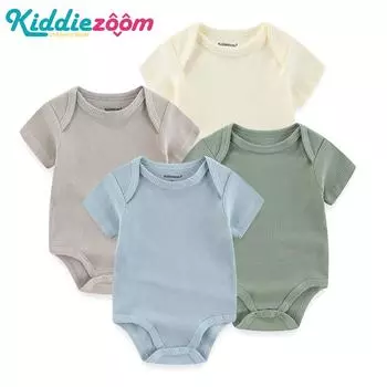 4 шт., однотонное боди унисекс для малышей, мягкий хлопковый комбинезон для новорожденных мальчиков и девочек, летняя одежда с короткими рукавами для малышей 3M