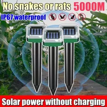 4 шт. отпугиватель животных на солнечных батареях, непрерывная 24-часовая защита, звуковая и визуальная сигнализация для животных, товары для животных 1PC square