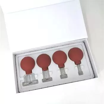 4 шт. оздоровительный массаж вакуумные банки набор резиновые головки стеклянные антицеллюлитный массаж китайский терапевтический набор банок для лица банки