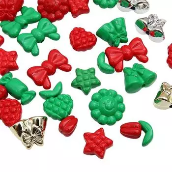 4 шт./пакет, акриловые однотонные рождественские бусины со звездой и сердечком, узел-бабочка для изготовления ювелирных изделий своими руками, серьги-браслеты 29x20mm красный