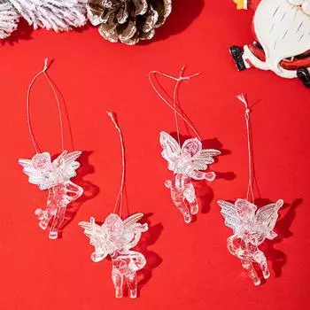4 шт./пакет креативная новогодняя елка прозрачный ангел кулон сделай сам домашний праздничный вечерний год акриловое подвесное украшение