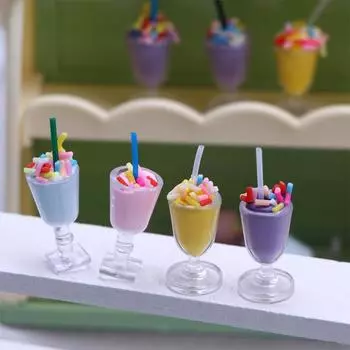 4 шт./пакет кукольный домик миниатюрный милый имитация кремового мороженого ролевые игры еда декор игрушки миниатюрный реквизит для сцены модель аксессуары