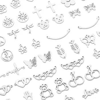 4 шт./пакет, высокое качество, гладкая полировка, нержавеющая сталь 304, подвески в виде сердца, бабочки, цветов, подвески для ожерелья на заказ, браслет, изготовление ювелирных изделий своими руками 20x13mm 4pcs