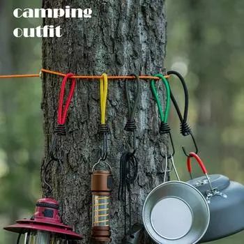 4 шт. палатка эластичная веревка шнур крюк универсальный навес для кемпинга на открытом воздухе тент палатка крепежный шнур веревка карабин крючки аксессуары 15cm зелёный
