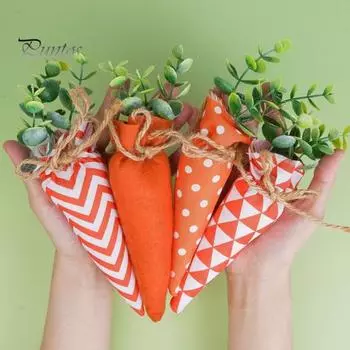 4 шт. пасхальная игрушка из ткани морковка искусственная морковь растительное украшение деревенское чучело моркови украшение для весенних фермерских корзин декор ваза наполнитель Carrot Set