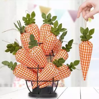 4 шт. пасхальные украшения в виде моркови, искусственные мини-клетчатые тканевые морковки, пасхальные елочные подвесные украшения для весенней домашней вечеринки, поделки своими руками Carrot Set