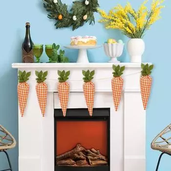 4 шт. пасхальные украшения в виде моркови, искусственные мини-клетчатые тканевые морковки, пасхальные елочные подвесные украшения для весенней домашней вечеринки, поделки своими руками Carrot Set