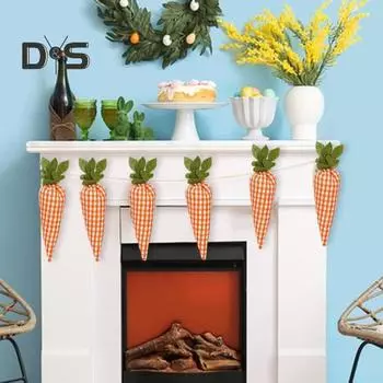 4 шт. пасхальные украшения в виде моркови, искусственные мини-клетчатые тканевые морковки, пасхальные елочные подвесные украшения для весенней домашней вечеринки, поделки своими руками Carrot Set