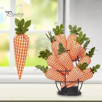 4 шт. пасхальные украшения в виде моркови, искусственные мини-клетчатые тканевые морковки, пасхальные елочные подвесные украшения для весенней домашней вечеринки, поделки своими руками Carrot Set