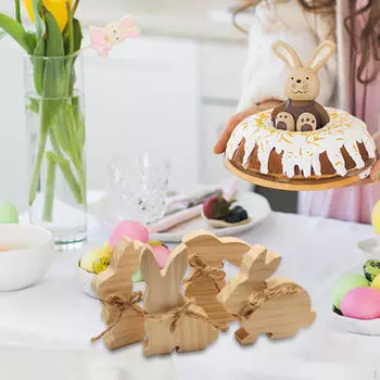 4 шт. пасхальный деревянный кролик, пасхальные украшения своими руками, пасхальные весенние украшения для вечеринки, пасхальное дерево
