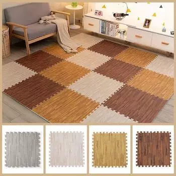 4 шт. пенопластовый коврик-головоломка EVA, утолщающий напольный коврик, коврик-головоломка с текстурой дерева, снижает уровень шума серый