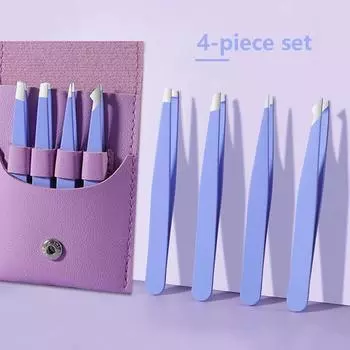 4 шт., пинцет для удаления волос из нержавеющей стали, зажим для ресниц, профессиональный набор пинцетов для ресниц, щипцы для бровей, инструменты для макияжа