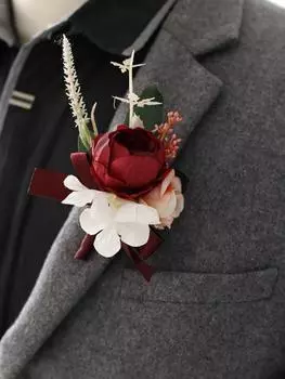 4 шт. пион запястье бутоньерка набор корсаж браслет искусственные пионы запястье цветы искусственные цветы подружки невесты на выпускной свадьба розовый/шампанского