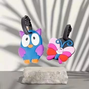 4 шт. пластиковая бирка для багажа из мягкого пластика ПВХ с рисунком из мультфильма, дорожная посадочная бирка для самолета 4pcs