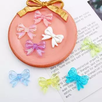 4 шт. пластиковые акриловые блестящие цветные банты-бабочки, банты, бусины, подвески для ожерелья, браслета, серьги, украшения для волос, изготовление ювелирных изделий своими руками, аксессуары белый