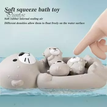4 шт. плавающие игрушки для ванны в форме выдры для детей, обучающие интерактивные мягкие сжимаемые игрушки для ванны, непористый дизайн, безопасные игрушки для ванны для малышей 1 Set