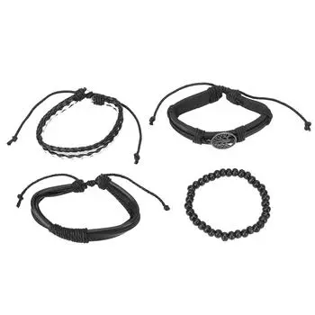 4 шт. плетеный браслет мужской регулируемый по длине ретро изысканный повседневный браслет ювелирные изделия подарок на день рождения