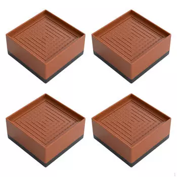 4 шт. Подъемные опоры для кровати, мебельные подъемные накладки, противоударные, противоскользящие, регулируемые по высоте опоры для ног Brown 7.8x7.8x4cm