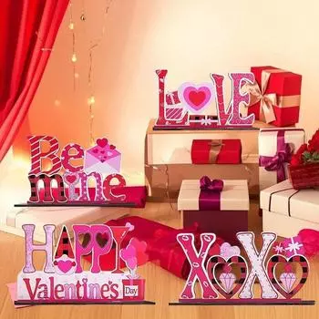 4 шт. Подарки на День святого Валентина, украшения, деревянный стол, знак, украшение на день святого Валентина, настольные знаки с любовью, романтический декор ко Дню святого Валентина для домашнего стола 4pcs