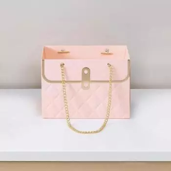 4 шт. Подарочная коробка с металлической цепочкой, цветочная бумага, ведро для хранения букетов, флористическая сумка с ручкой, подарочный футляр для композиций, свадебные упаковочные пакеты, пастельные пакеты розовый