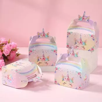 4 шт., подарочные коробки для тематической вечеринки с единорогом, коробка конфет, Декор для вечеринки в виде единорога, свадебный детский душ, товары для дня рождения для девочек as shown