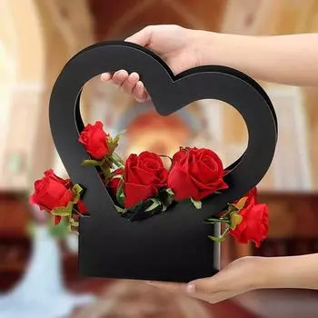 4 шт. Подарочные пакеты ко Дню святого Валентина, коробки в форме сердца для цветов, пустой букет с ручкой, складная корзина для свадебной композиции, выпускного вечера розовый
