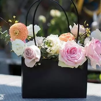 4 шт. Подарочные пакеты на День святого Валентина, крафт-бумажные пакеты для букетов с ручкой, водонепроницаемые пустые пакеты для букетов, прямоугольная упаковка, подарок на День матери белый