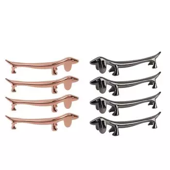 4 шт. подставка для палочек для еды из цинкового сплава, многоразовая подставка для столовой ложки для хранения ложки и вилки Black Sausage Dog