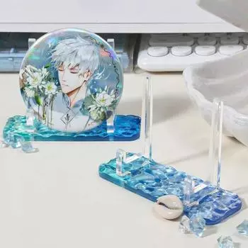 4 шт. Подставка для знака Kpop Water Ripple, акриловая прозрачная, небольшая стойка для хранения карт, квадратная подставка для знака небесно-голубой