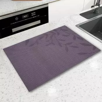 4 шт. подставка под стол, нескользящая, термостойкая, с рисунком листьев в европейском стиле, моющаяся подставка под стол для дома, отеля, ресторана фиолетовый