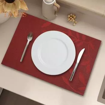 4 шт. подставка под стол, нескользящая, термостойкая, с рисунком листьев в европейском стиле, моющаяся подставка под стол для дома, отеля, ресторана фиолетовый