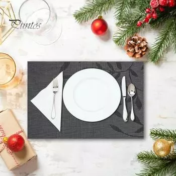 4 шт. подставка под стол, нескользящая, термостойкая, с рисунком листьев в европейском стиле, моющаяся подставка под стол для дома, отеля, ресторана фиолетовый