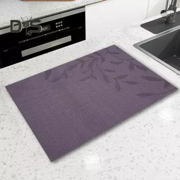 4 шт. подставка под стол, нескользящая, термостойкая, с рисунком листьев в европейском стиле, моющаяся подставка под стол для дома, отеля, ресторана фиолетовый