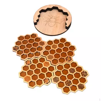 4 шт. подставки под стаканы в виде пчелиных сот деревянные креативные с держателем для чашек коврики для бара офиса
