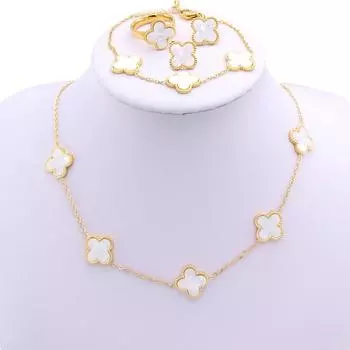 4 шт., подвеска из нержавеющей стали в виде ракушки клевера, аксессуары, ожерелье, браслет, ювелирные изделия для ногтей белый