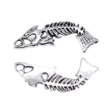 4 шт. Подвески из большой рыбьей кости, античное серебро, цвет цинкового сплава, 52 мм