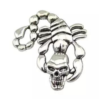 4 шт. Подвески с черепом скорпиона, античное серебро, цвет цинкового сплава, 37X33 мм