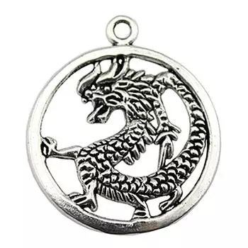 4 шт. Подвески в виде дракона, античное серебро, цвет цинкового сплава, 37X32 мм