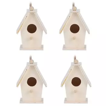 4 шт. подвесного типа инновационный деревянный домик для птиц клетка для украшения дворика в саду