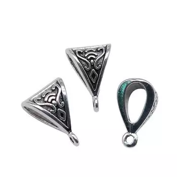 4 шт., подвесные треугольные пряжки, бусины, компоненты ювелирных изделий, аксессуары, античное серебро, цвет цинкового сплава, 16X11X9 мм