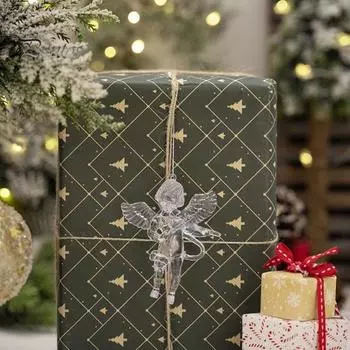 4 шт. подвесные украшения в виде ангела, прозрачный акриловый кулон в виде ангела, хрустальная фигурка летящего ангела для рождественских елок, стен, окон, дверей Sets