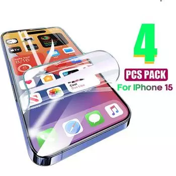 4 шт. полная защита экрана для iPhone 15 13 12 11 14 Pro Max гидрогелевая пленка на iPhone X XR XS 7 8 6 14 15 Plus мягкая пленка iphone 11 чистый