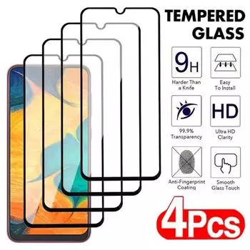 4 шт. полное закаленное стекло для Samsung Galaxy A10 A20 A30 A40 A50 A60 защитная пленка для экрана A70 A80 A90 M10 M20 M30 M40 For Samsung A12 чистый