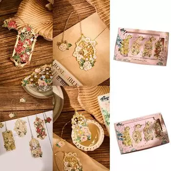 4 шт. полые закладки-цветы, закладки-подвески в виде цветов, закладки для книг, разделители страниц, подарок учителю