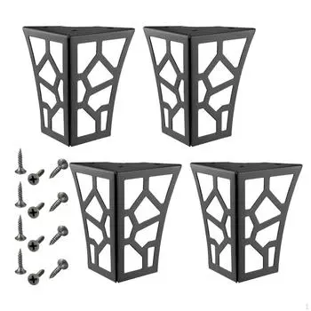 4 шт. полых металлических ножек для мебели, опоры для шкафа, для книжного шкафа чёрный