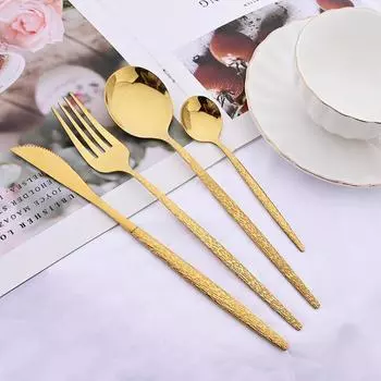 4 шт., посуда из нержавеющей стали, вилка, нож, ложка, западная кухонная серебряная посуда, набор столовых приборов серебряный