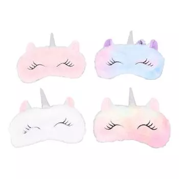 4 шт., повязка на глаз для сна, регулируемая, дышащая, плюшевая, милая, с изображением мультяшного животного, для детей и девочек