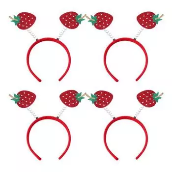 4 шт. повязки на голову с фруктовым декором, мультяшные арбуз, вишня, клубника, головной убор, весенний дизайн, обруч для волос, головной убор Strawberry